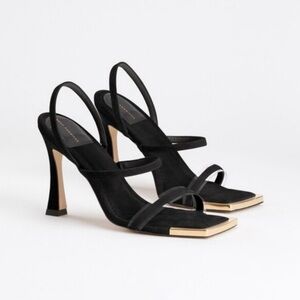 Good American Suede Black Strappy Heels